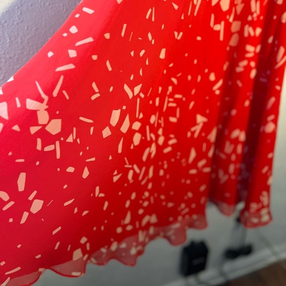 Vintage Trigere Too Red Printed Silk Midi Dress Size 6 Romantic Fairy - Picture 6 of 6